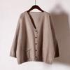 Johnature Spring Women Cardigan Swetry Solid Color Loose V-Neck Long Sleeve All Match Pockets Coats