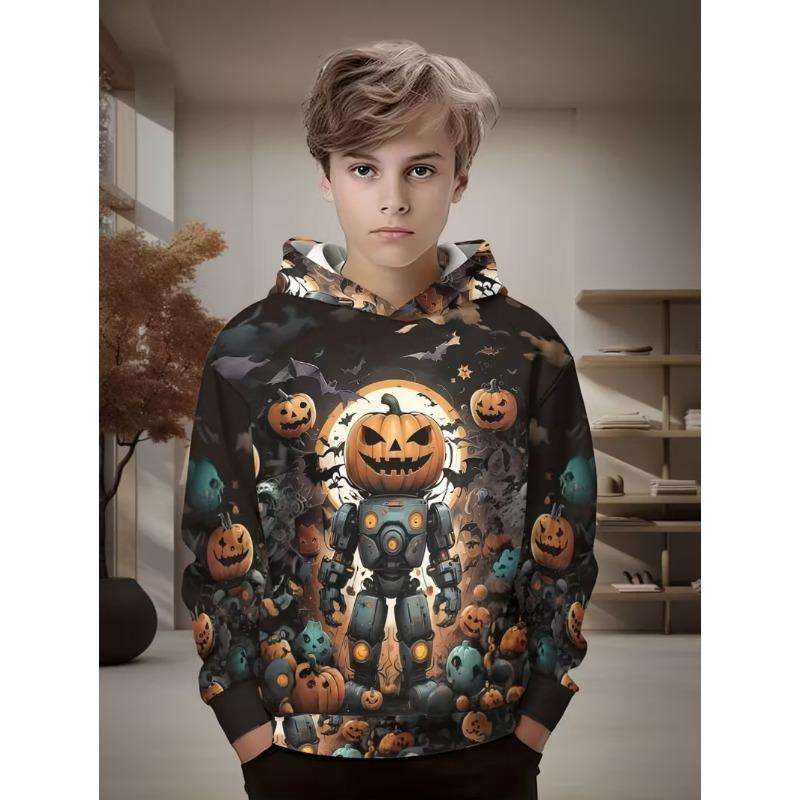 Spring And Autumn Fashion Men's Hoodie Anime Pumpkin Pattern 3D Print Sweatshirt Hoodies Street Casual Boy Sweatshirt Men's Oversized Top Clothing