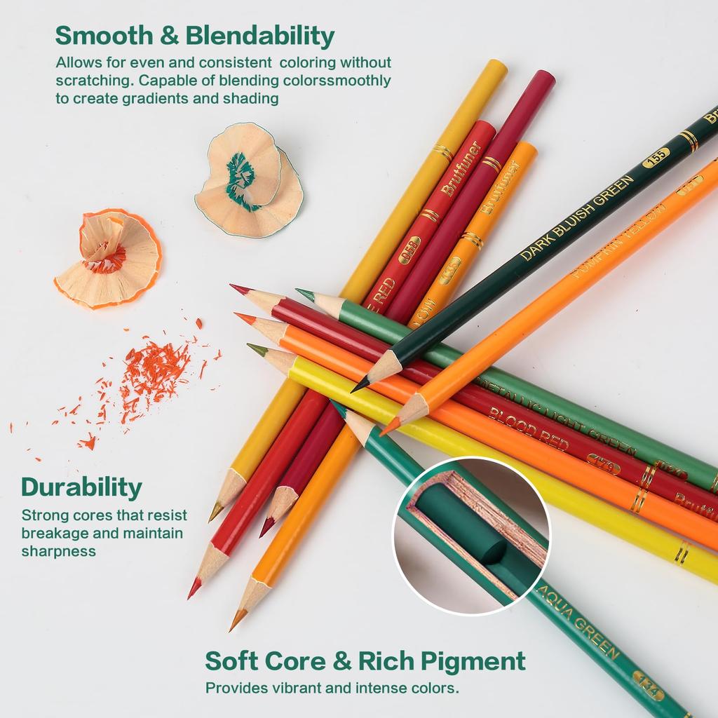 Colored Professional Colored Pencil Ideal for Coloring and for and Artists 180-Color Oil-Based Pencils, Soft-Core Set, Painting, Kids, Adults,