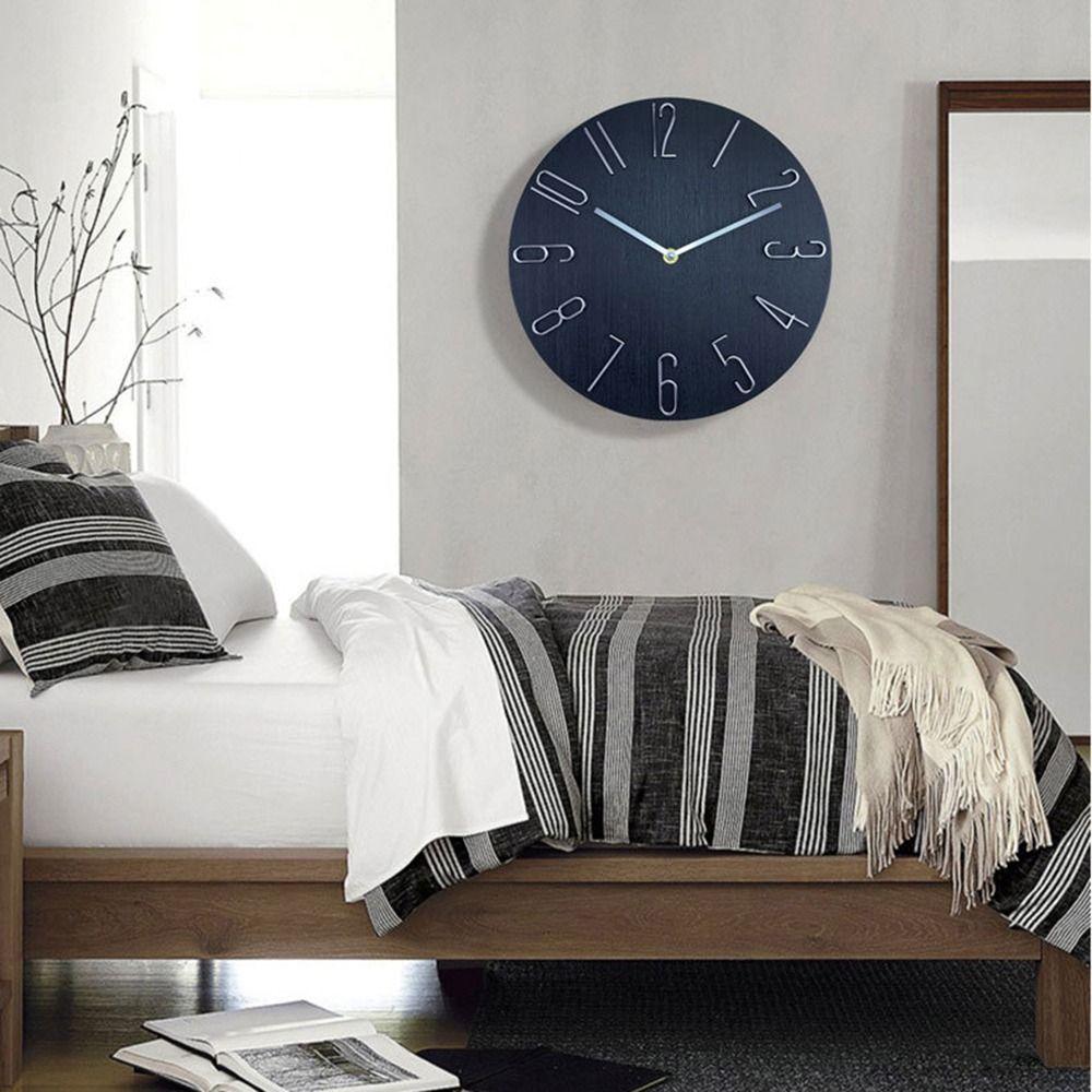 No Second Hand Wood Grain Clock Quartz Movement Decorative Wall Clock Scale Clock  Living Room