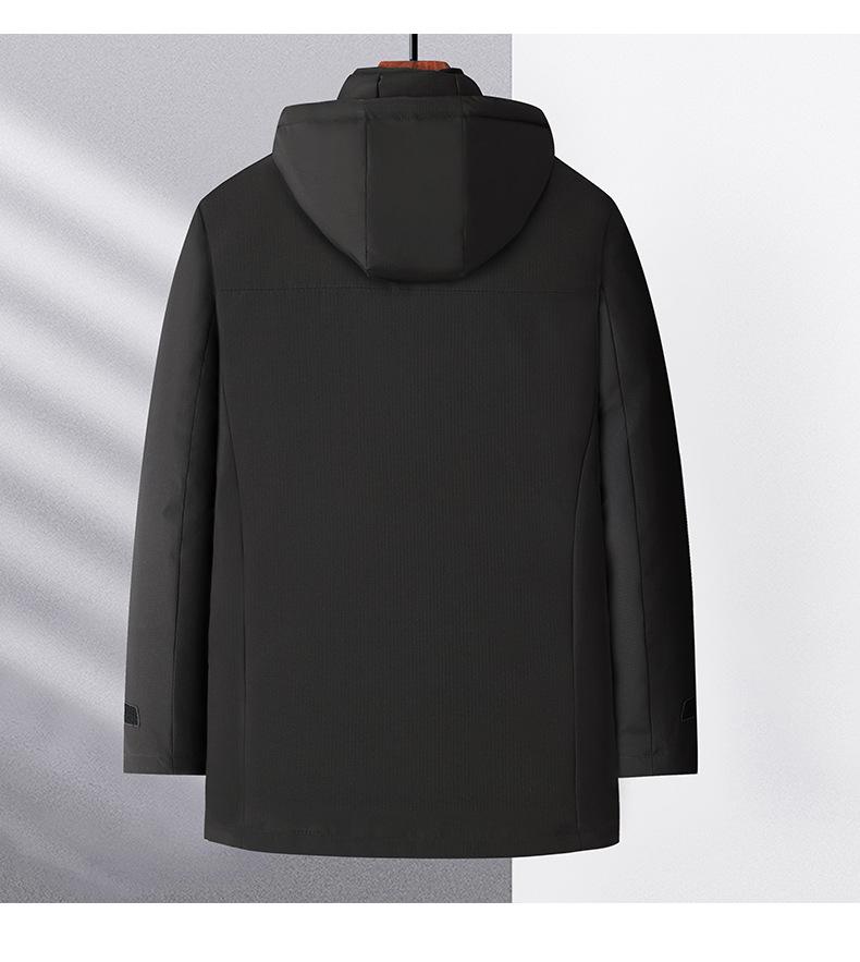 Men's Three-in-One Goose Down Mid-Length Jacket with Detachable Liner - Warm Casual Coat for Middle-Aged and Elderly Dads