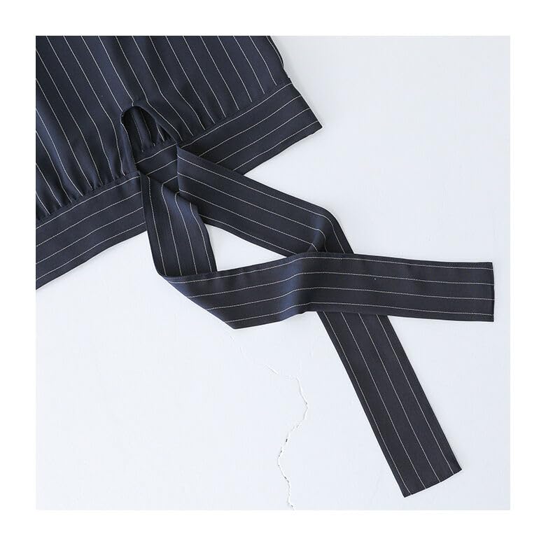 Oshare Walker Stripe Short Crew Upper Arm Loose tkn0045 n'OrLABEL [Ribbon Blouse] Shirt/Blouse, Spring/Summer, Women's Top, Sleeves, 3/4 Sleeves,