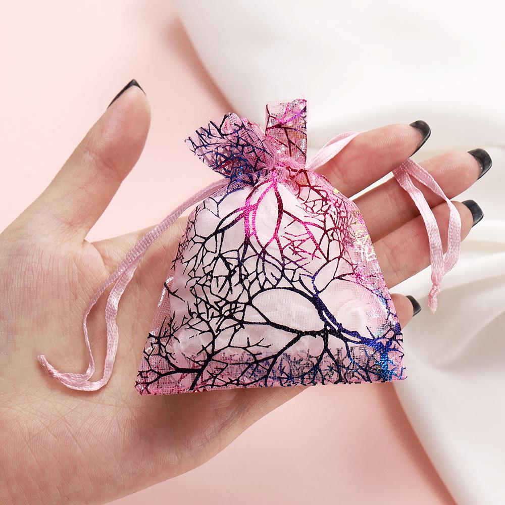 20pcs/Lot Colorful Branch Drawstring Organization Bags DIY Jewelry Making Packaging Bags Candy Wedding Party Bags Gifts Pouches