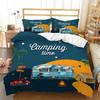 Happy Camping Duvet Cover Microfiber Camping Travel Car Tree Bedding Set Camper Comforter Cover Twin Queen For Boys Girls Teens