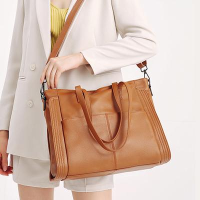Genuine Leather Large Tote Handbags For Women  Trend Designer Shopper Ladies Shoulder Messenger Bags