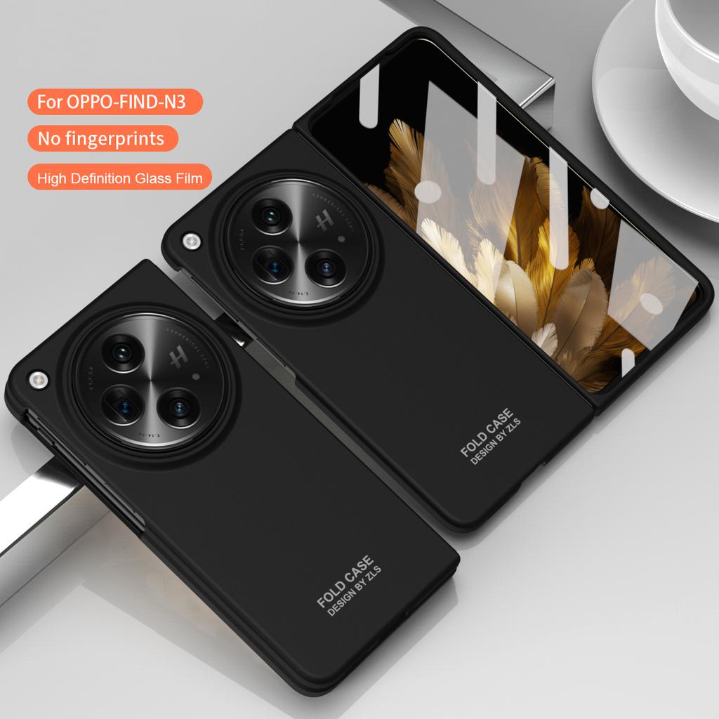 For Oppo Find N3 5G Case Shockproof Hard PC Phone Cover with Tempered Glass Film