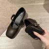 Fashion Women Ballet Flats Fashion Square Toe Pumps Female Mary Jane Shoes Soft Leather Slip-on Casual Shoes Office Lady Work Thin Shoes