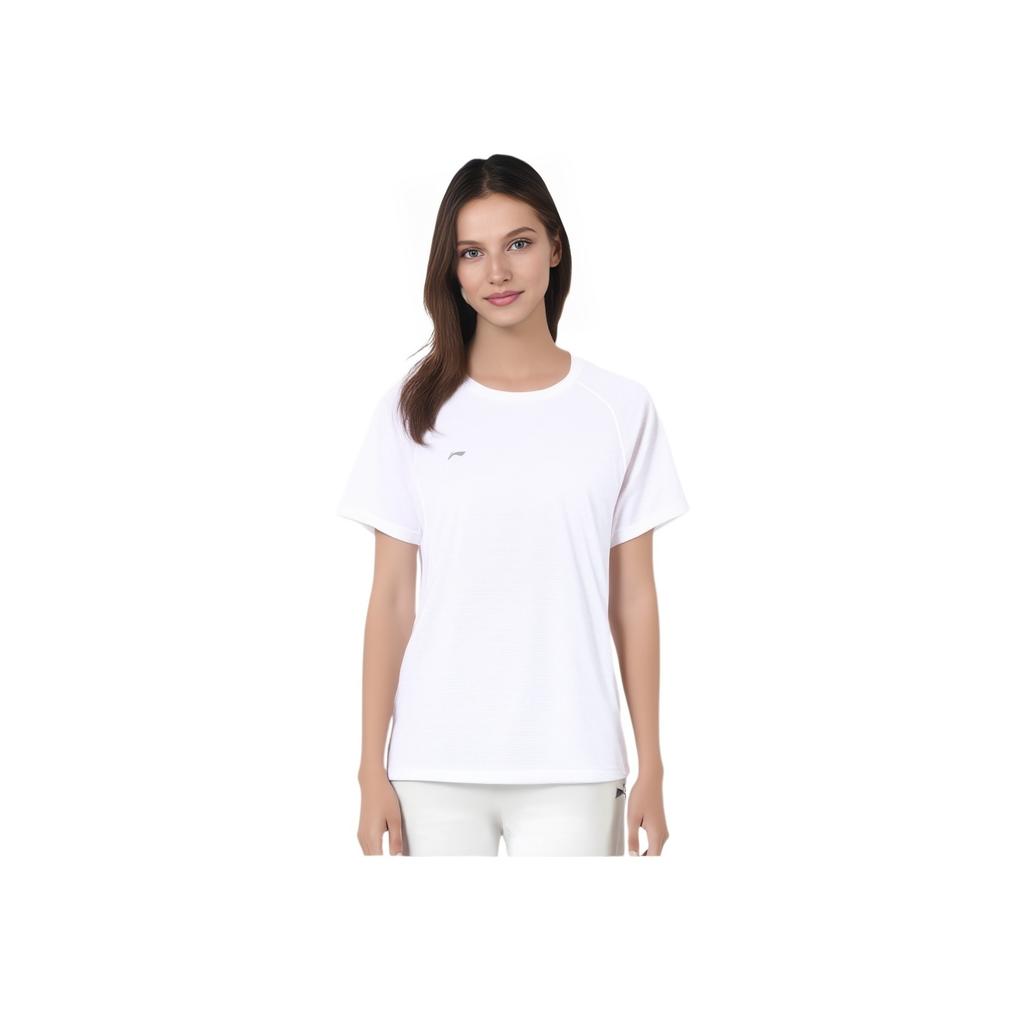 Li Ning Group Purchase Series Solid Color Breathable Versatile Short Sleeve T-Shirt Women Tops Standard-White ATSV436-6