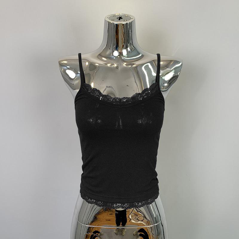 

Южная Корея Тондэмун утягивающий топ с кружевной отделкой для женщин One Size чёрный