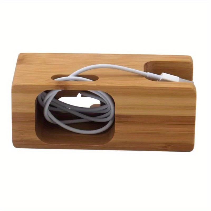 Bamboo Phone Holder Station Dock Wood Charge Stand for Apple Watch Series 1 2 3 Compatible with 42mm 38mm Charger Cable