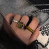 Titanium Steel Oval Agate Stone Gold Ring - Women's Niche Fashion Accessory