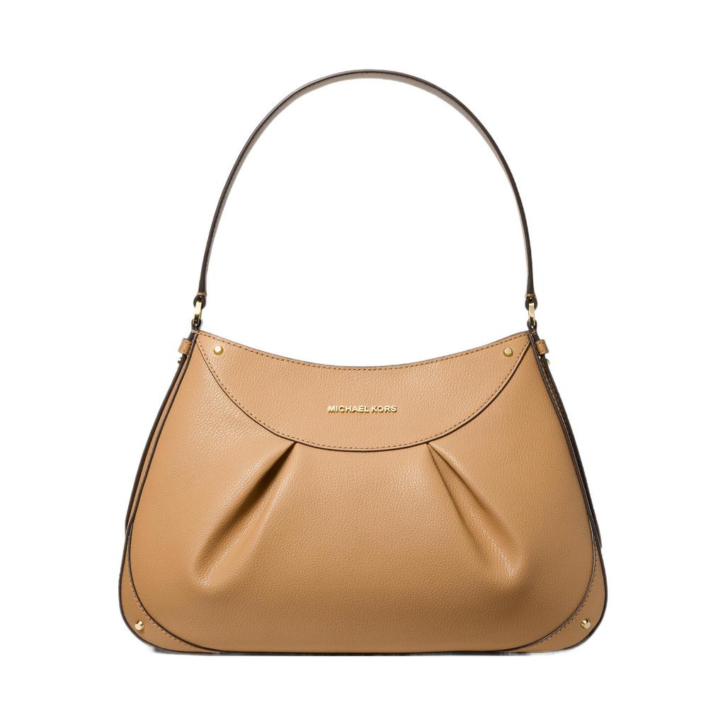 Michael Kors MK Enzo Pleated Leather Shoulder Bag Medium Women Bags Black Dark-Green Camel 30F3G6EL6L