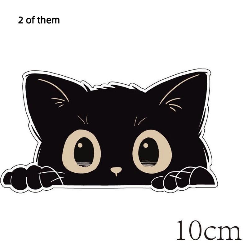 Thief Cat with Big Eyes Car Sticker, Waterproof PVC Material; Car Styling Decor Accessories, Poor Cat Car Decals