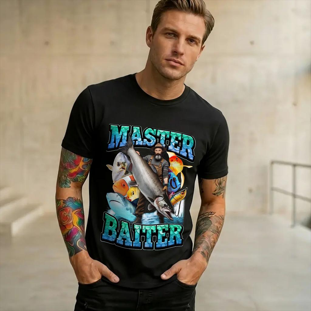 Graphic Printed Master Baiter Funny Fishing T Shirt for Unisex WoUnisex Cotton Tshirts Short Sleeve Clothes