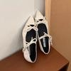 Fashion SUOJIALUN Brand Women Flat Shoes Fashion Pointed Toe Bow-knot Slip On Boat Shoes Soft Flat Heel Outdoor Dress Mary Jane Shoes