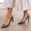 Women's Fashion Gray Patent Leather Heeled Shoes