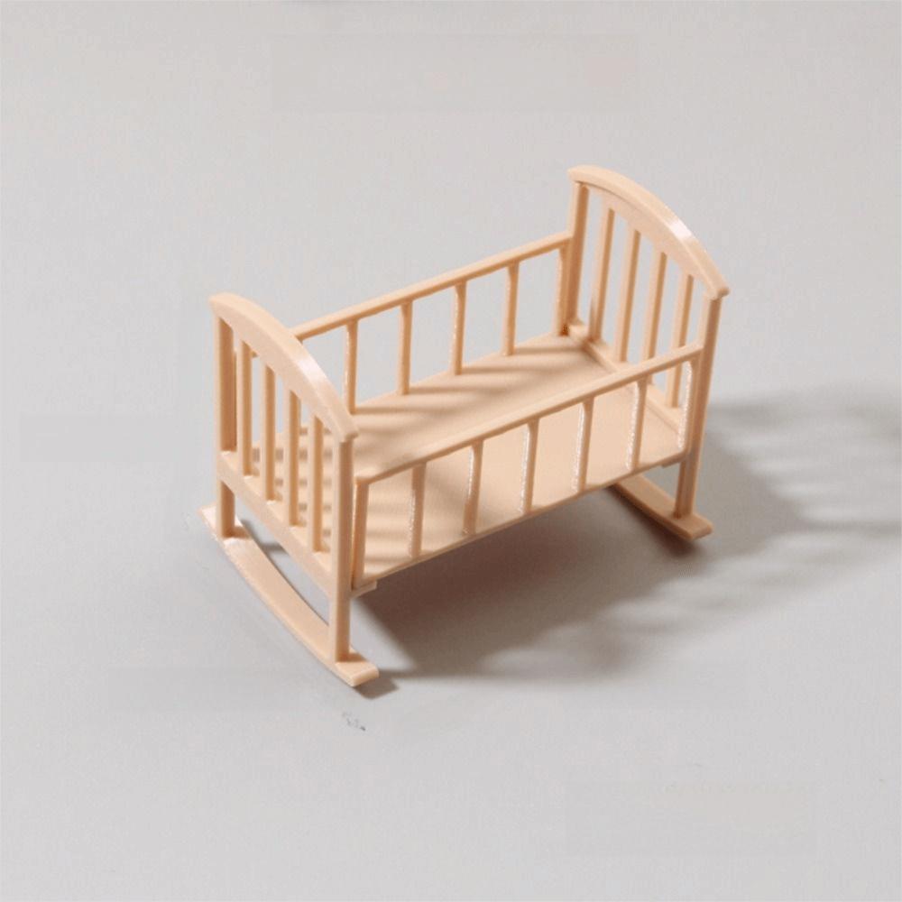 Simulation Dollhouse Baby Bed Miniature Mini Baby Crib Rocking Bed Model Dollhouse Furniture