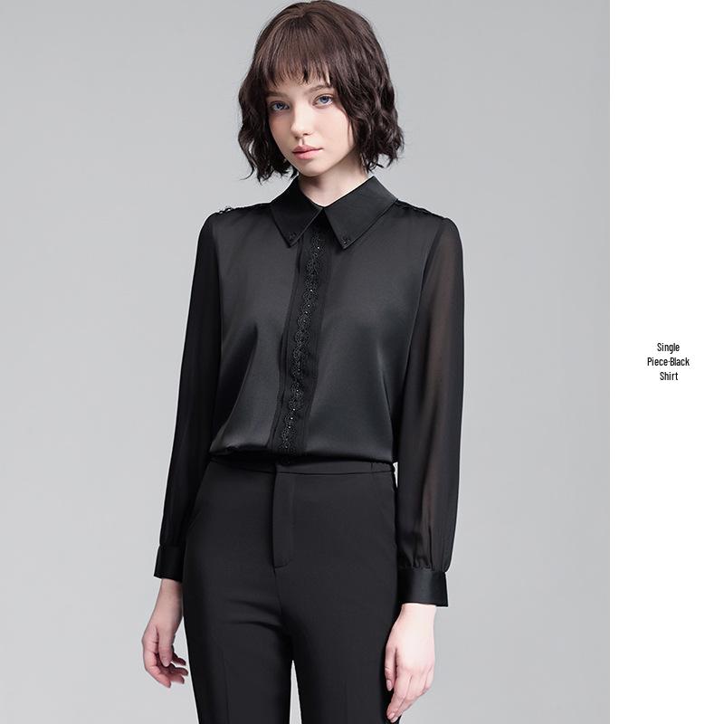 

Women s Black Long Sleeve Professional Shirt - High-End Fashion for Spring & Autumn L