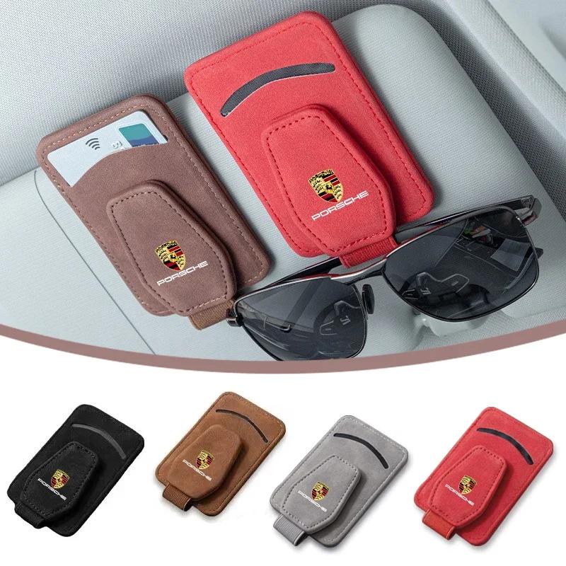 Bilens solskydd, glasögonlåda, solglasögonklämma, biljetthållare för Porsche Cayenne, Panamera, Macan, 911, 718, Taycan, Boxster, Cayman