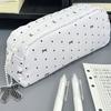 Pencil Pouch School Supplies Functional Polka Dot Bow Pencil Case Zipper Pencil Bag Cute For Desk School School Supplies