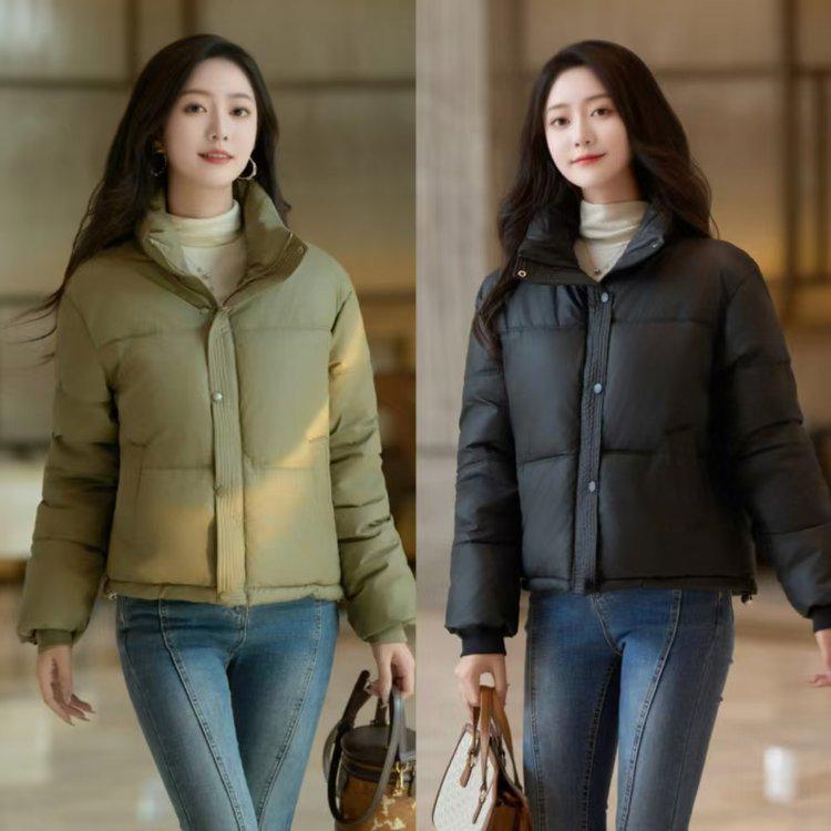 

Women s 2024 Winter Loose Fit Stand-up Collar Cotton-padded Jacket M