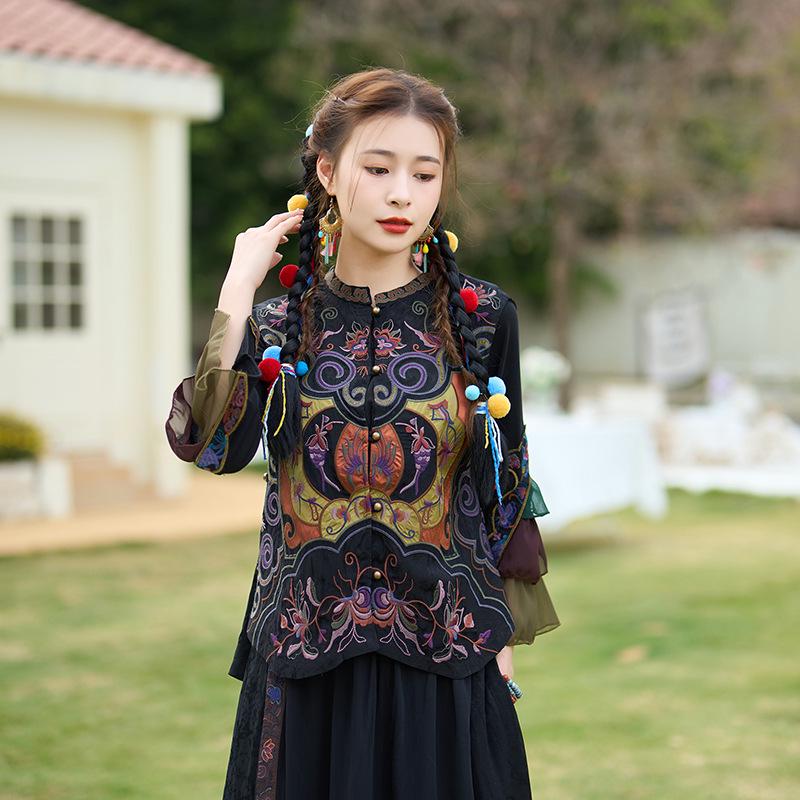 Women's Retro Yunnan Embroidered Sleeveless Cardigan Vest