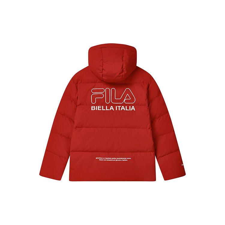 Fila Loose Casual Hooded Logo Simple Long Sleeve Down Jacket Unisex Outerwear Legendary-Red F11U249902FRD