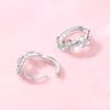 925 Silver Small Rose Flower Round Hoop Earring AAA Zircon For Women Female Charm Engagement Wedding Jewelry