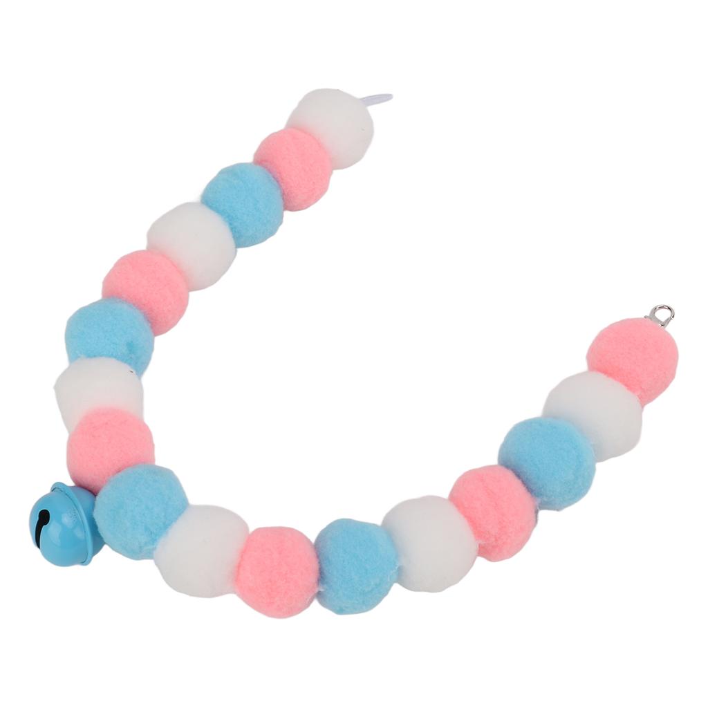 Pet Collar Soft Lightweight Plush Balls Cute Dog Cat Collar with Bell for Party DailyBlue 29cm