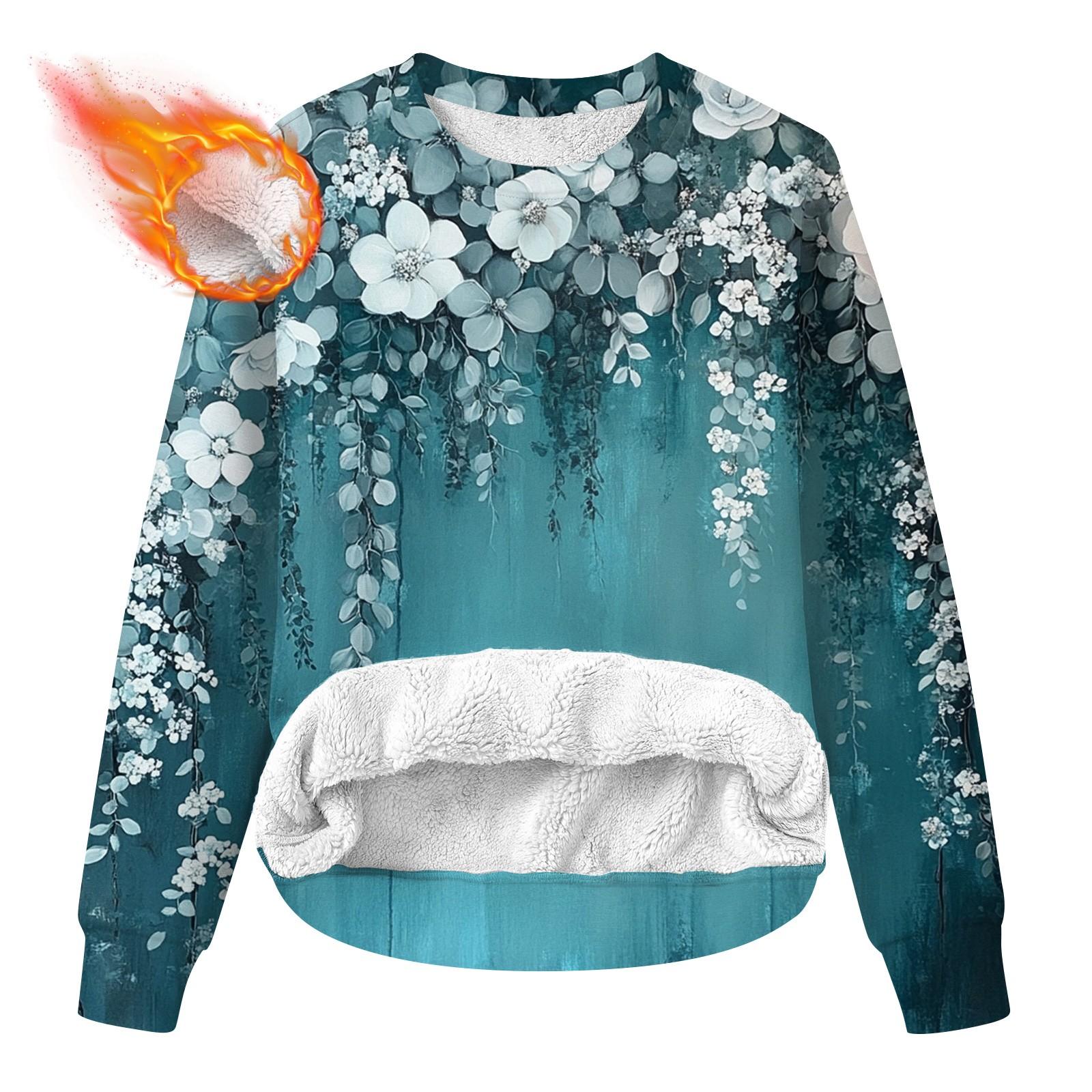 

Женская повседневная модная толстовка с круглым вырезом и принтом из бархата L циан