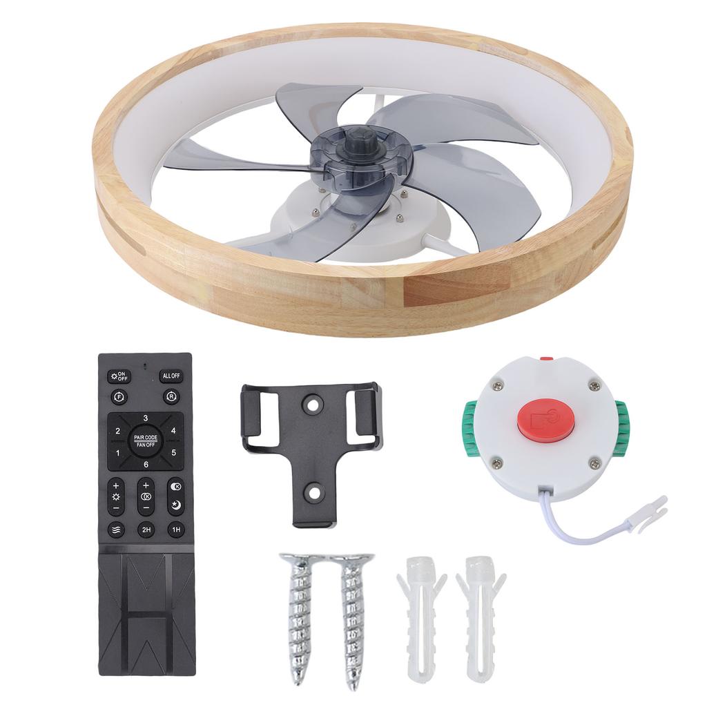 LED Ceiling Fan with Light Remote Timer 6 Speeds Stepless Dimming Flush Mount Fan Light for Living Room Bedroom