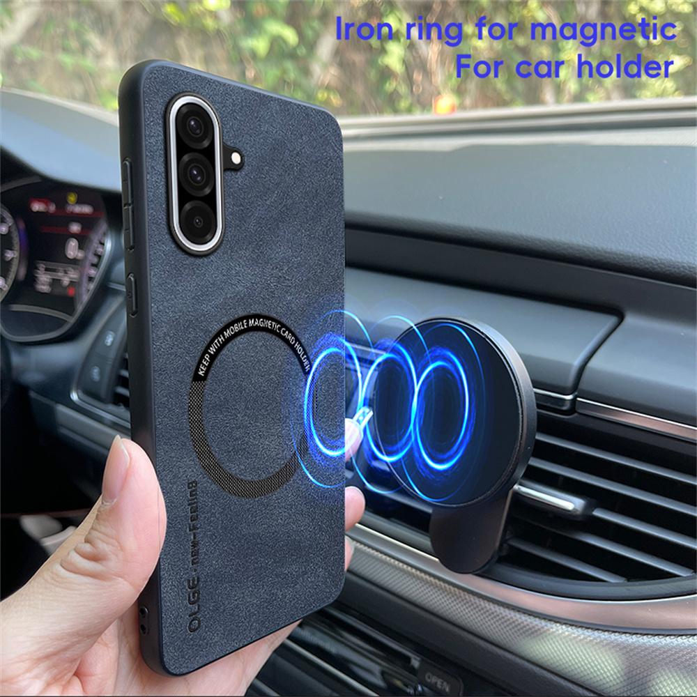 WANLONFENG YBP Series For Samsung Galaxy A36 5G Magnetic Case with Tempered Glass Film PU+TPU Phone Cover Large Cutout