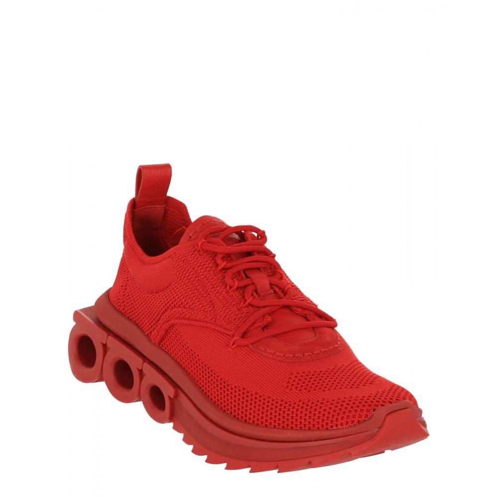 Salvatore Ferragamo Nima Knit Sneakers Red