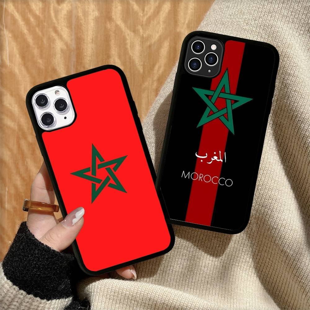 Morocco Map Flag Phone Case For IPhone 11 12 13 14 15 16 17 Pro Max Plus PC+TPU Cover
