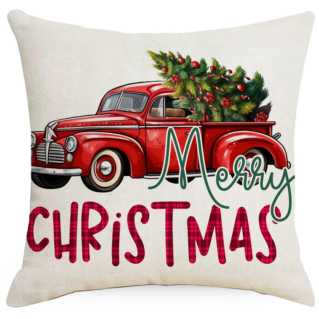 Christmas Tree Santa Claus Gift Series Linen Pillowcase Cushion Cover
