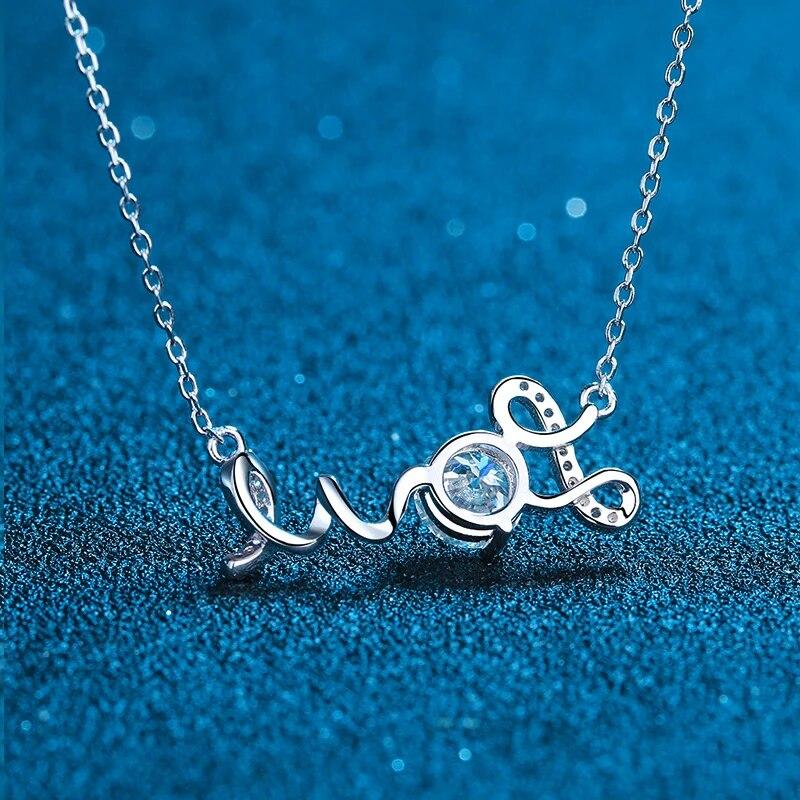 Collana con ciondolo Moissanite 1CT Lab Diamond Forever Love per donne e ragazze Anniversario Nozze Natale Regalo Gioielli
