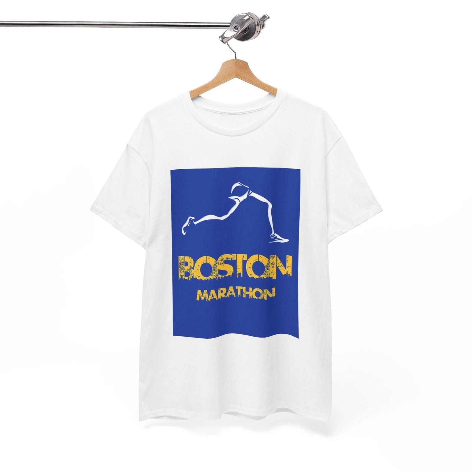 Boston Marathon Tshirt Retro Running Graphic Poster Unisex Heavy Cotton Tee M