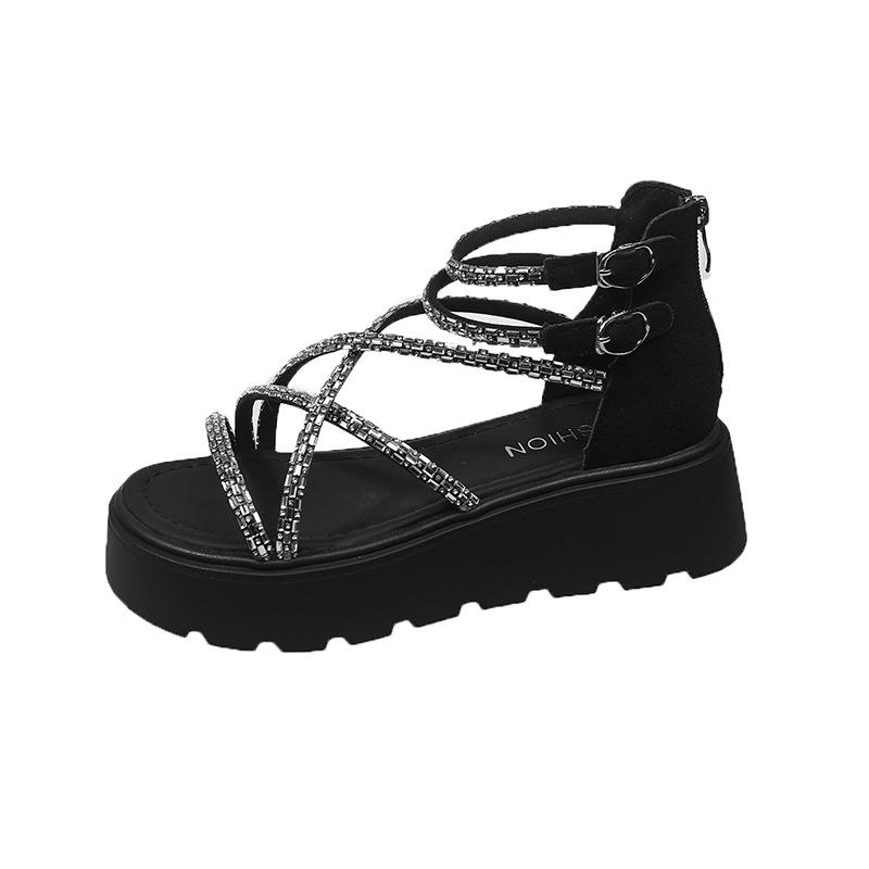 Strass mode sandalen dames zomerkleding nieuwe muffin dikke zool met rok, prachtige sandalen