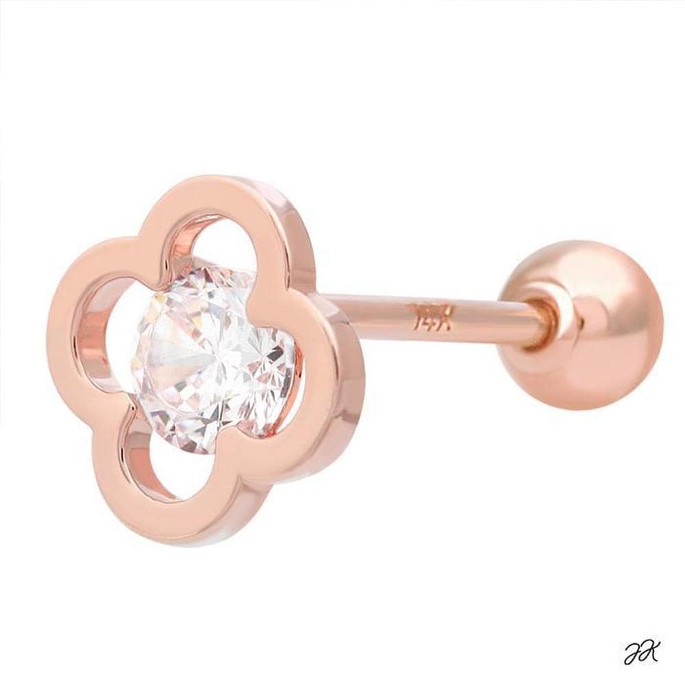 Xenia 14K Gold Needle Rose Gold Clover Cubic Piercing (S8539260)