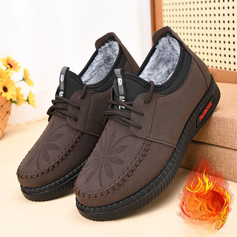 

Модная зимняя женская обувь, плюшевые новые зимние ботинки, мягкая подошва, теплая хлопковая обувь, повседневная спортивная обувь на шнуровке, нескользящая кроссовки 35 темно-коричневого