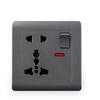 British 13A Dual Gang USB Socket Panel with Switch, 146 Type, International Five-Hole Design