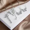 High Grade Butterfly Zircon Tassel Pendant Necklace Stainless Steel Fashion Geometric Choker Jewelry Party Gifts For Women Girls