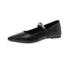 Design sense niche Mary Jane 2025 French gentle fairy wind metal buckle pointed head shallow mouth soft leather commuter shoes