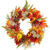Harvest Wreath With Pumpkins Berries Vine Circle Halloween Thanksgiving Door Decor