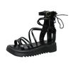 Ladies Shoes 2024 High Quality Buckle Lace Up Women's Sandals Solid Open Toe Platform Water Proof Roman  Beach Sandals Women
