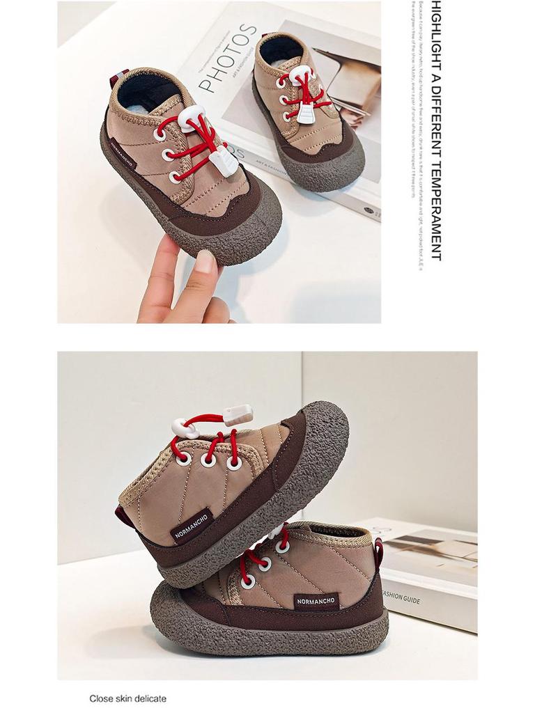 Pantofi de Bumbac Block de Culoare pentru Copii Mici Toamnă/Iarnă - Ghete Scurte Căptușite cu Lână pentru Fete și Băieți