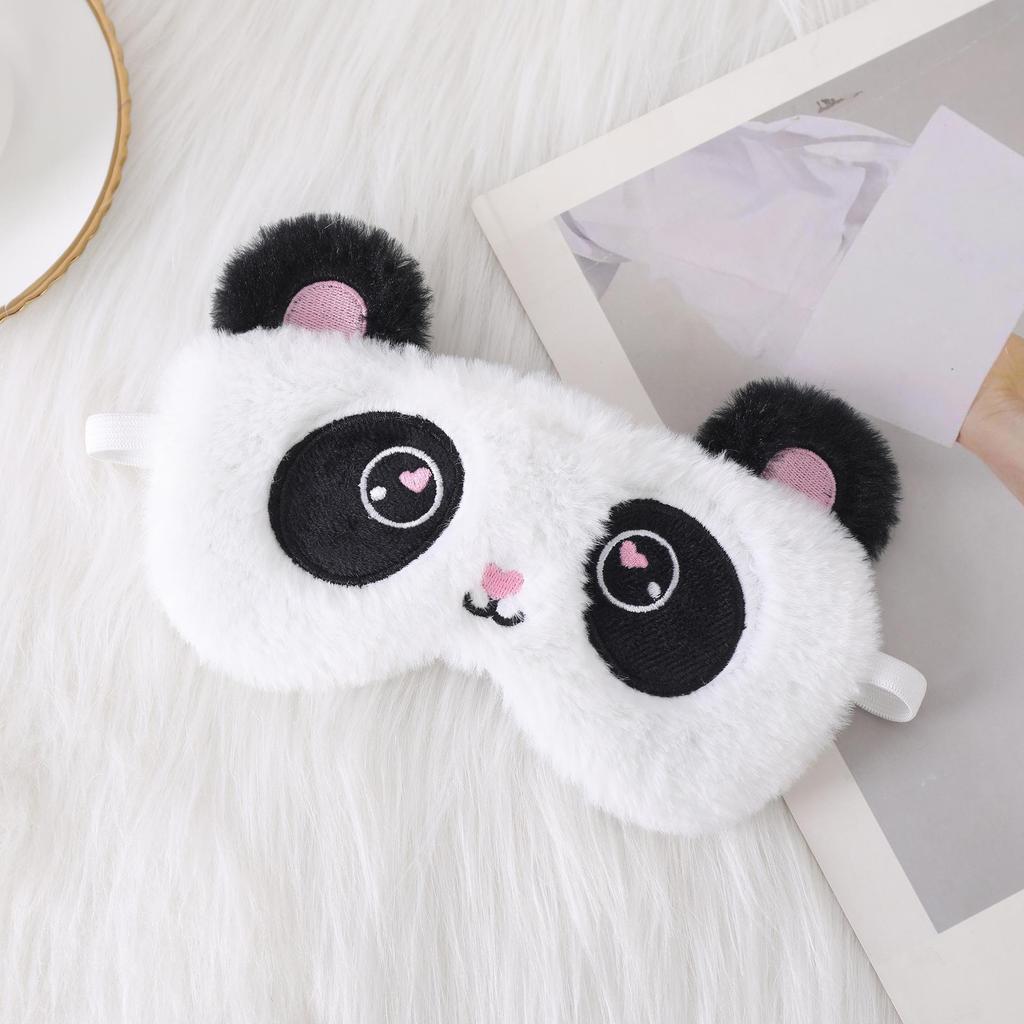 Unicorn Ears Plush Eye Mask with Embroidered Rabbit Design for Sleep Shading