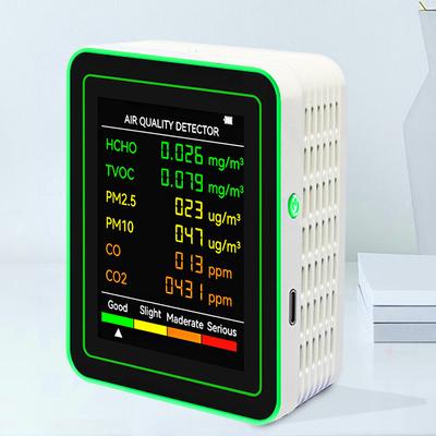 6 In 1 Air Quality Detector Carbon Dioxide TVOC HCHO Detector Accurate PM2.5 PM10 HCHO TVOC CO2 CO Meter Gas Detector for Indoor