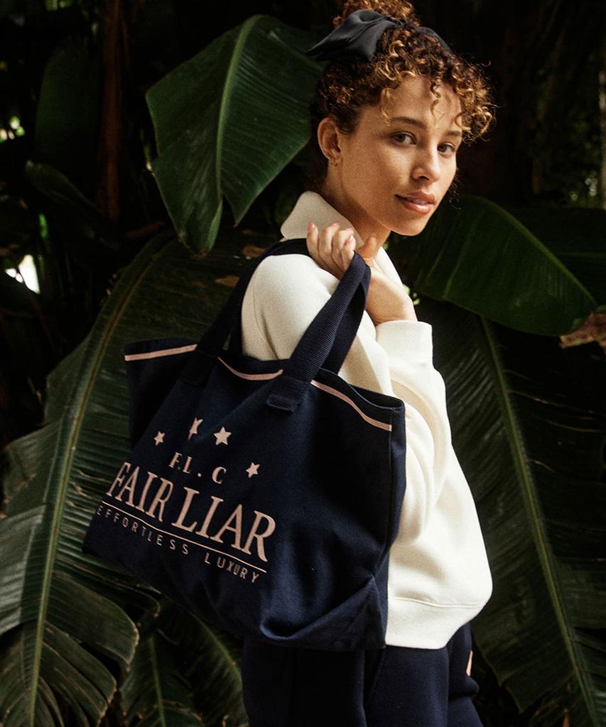 Fairliar Club Star Canvas Tote Bag_Navy