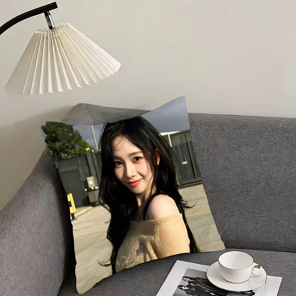 Karina - aespa Cushion Cover Reversible Plush Pillow Cover – For car, sofa, bedroom, perfect as a gift.